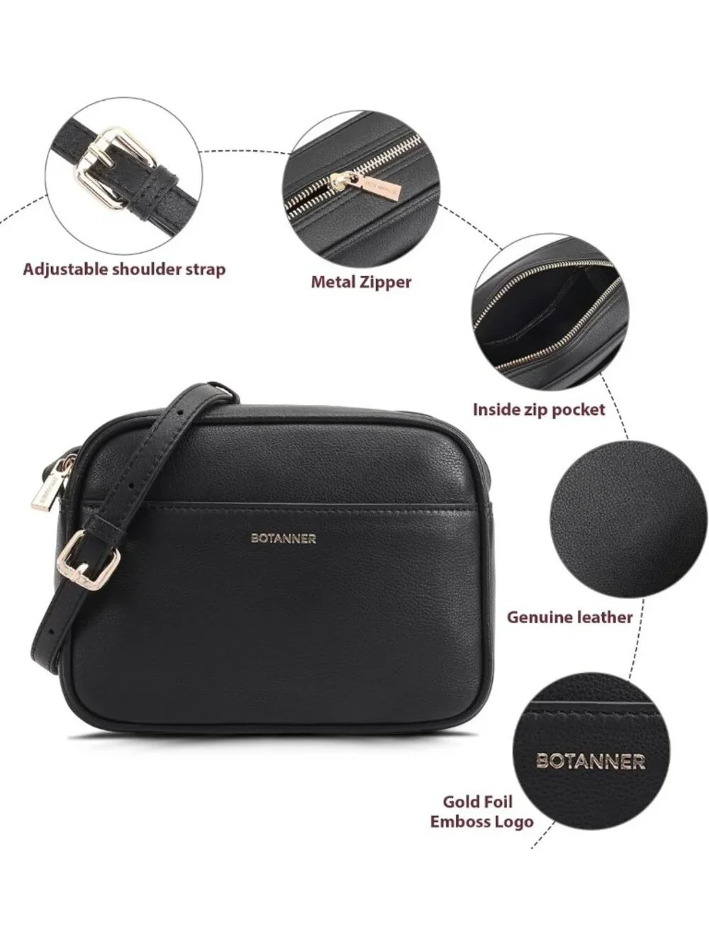 Chic Women's Genuine Leather Crossbody Bag - Adjustable Strap, Versatile